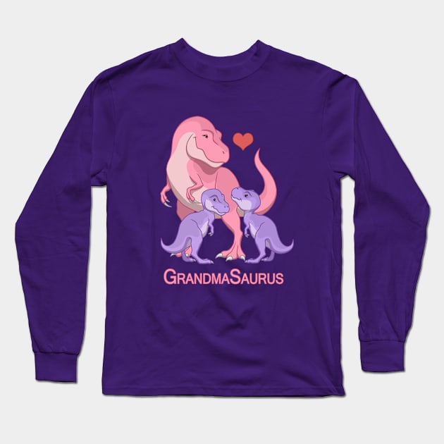 GrandmaSaurus T-Rex Dinosaur and Grandchildren Long Sleeve T-Shirt by csforest